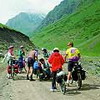 Biking adventures in Tian Shan mountains. Biking in Kyrgyzstan